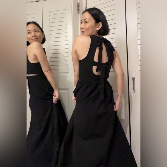 ASTR The Label Bow Back Apron Black Midi Dress M - Picture 7 of 11